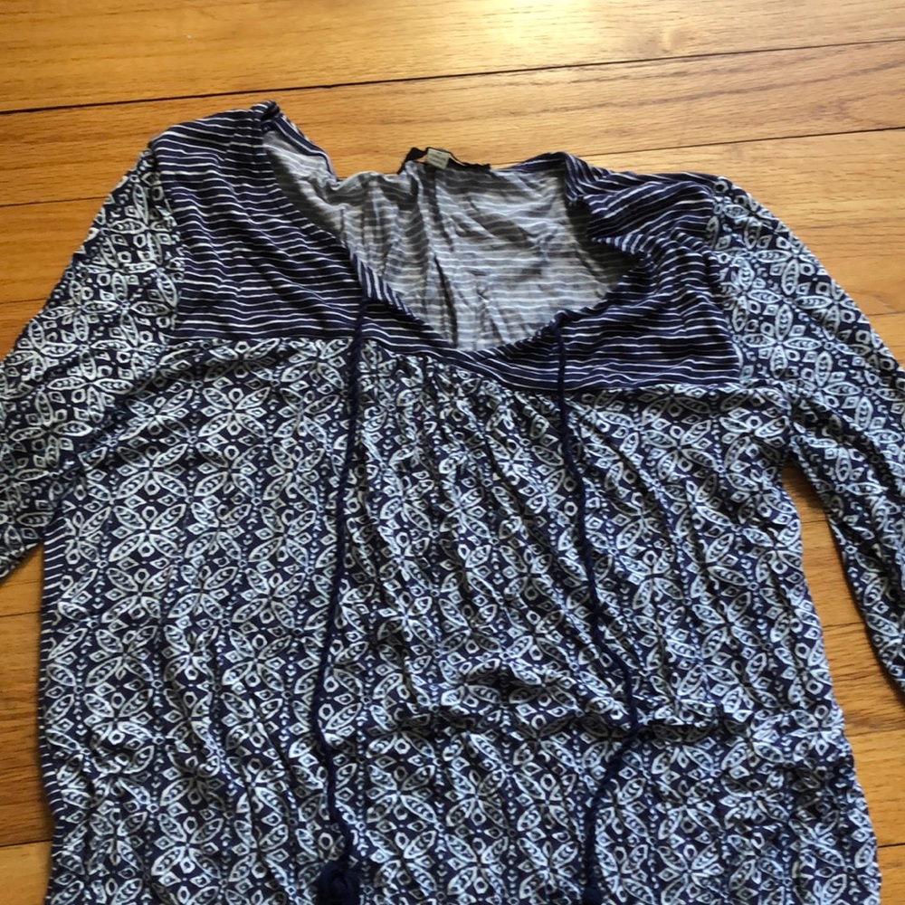 Striped long sleeve T-shirt with tassels